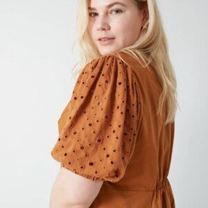 Ava Viv Eyelet Sleeve Dress NW NWT‎ Brown Rust Orange Tan 4X
